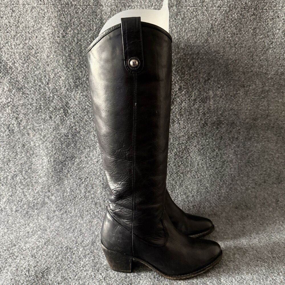 FRYE Jackie Tall Oiled Leather Boots 6B  Knee High Block Heel Round Toe Solid